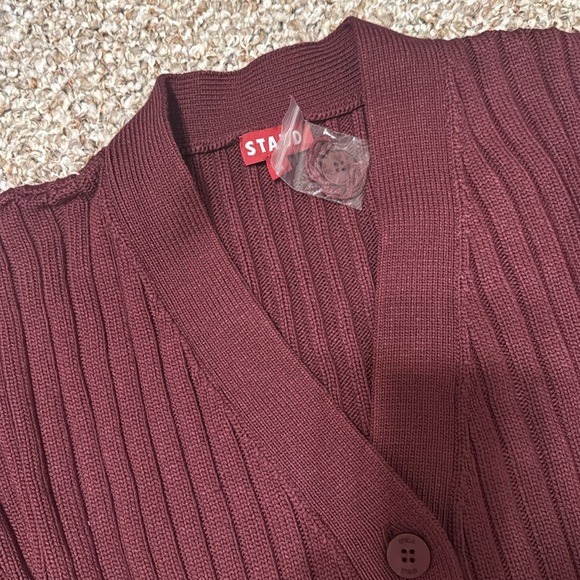 STAUD ELOISE CARDIGAN - Burgundy NWT - Picture 2 of 6